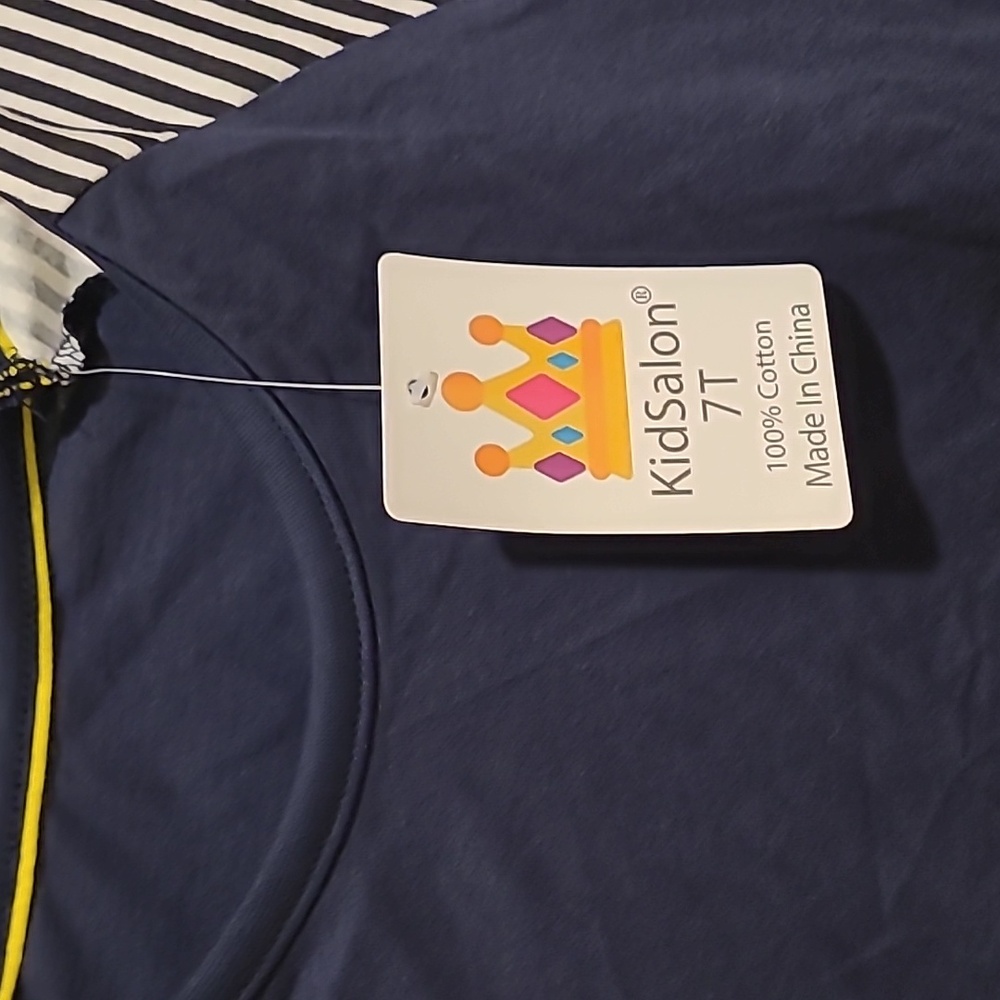 Girls Navy Blue Unicorn Dress - Picture 3 of 4